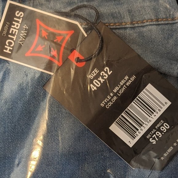 Blu Rock LIGHT WASH Blue Jeans - 40x32 STRETCH jeans - Picture 4 of 4
